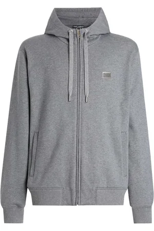 Dolce & Gabbana Sweathshirts & Hoodies, Herre, Grå, XL, Uld, Stilfuld hættetrøje med unikt design