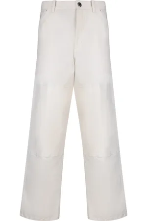Moncler Bukser, Herre, Hvid, M, Bomuld, Elegante Regular-Fit Bukser med Frontlukning