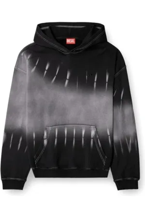 Diesel Sweathshirts & Hoodies, Herre, Grå, S, Bomuld, Tie-Dye Hættetrøje med Logotryk