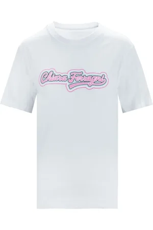 Chiara Ferragni Top, Dame, Hvid, M, Bomuld, Farverig Logo T-shirt