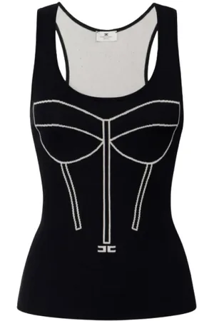 Elisabetta Franchi Top, Dame, Sort, L, Racerback Ærmeløs Top