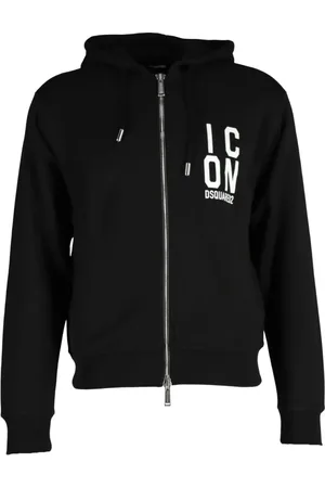 Dsquared2 Sweathshirts & Hoodies, Herre, Sort, XS, Bomuld, Iconic Cool Fit Zip Hoodie