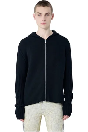 Rick Owens Strik, Herre, Sort, S, Cashmere, Kashmir Zip-Up Hættetrøje