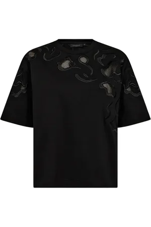 Copenhagen Muse Top, Dame, Sort, M, Uld, Sort Cropped Boxy T-shirt med Broderi