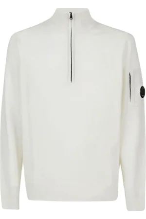 C.P. Company Strik, Herre, Hvid, 2XL, Uld, Strikket Turtleneck med Lynlås