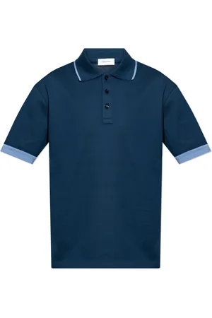 Salvatore Ferragamo Top, Herre, Blå, S, Bomuld, Polo Shirt med Kontrasterende Ærmedetaljer