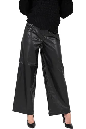 Silvian Heach Bukser, Dame, Sort, M, Læder, Wide Leg Bukser