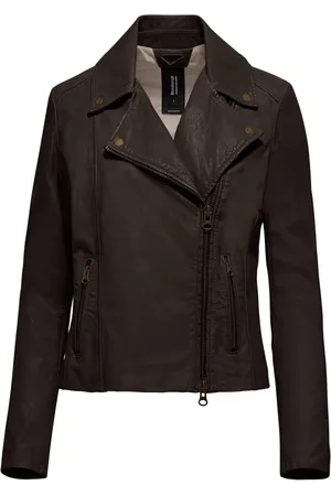 Bomboogie Jakke, Dame, Brun, XL, Læder, Læder Biker Jakke