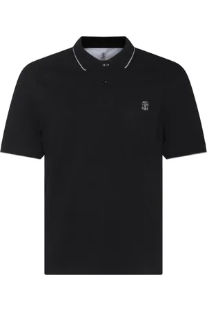 Brunello Cucinelli Top, Herre, Sort, M, Bomuld, Logo Bomulds Polo Shirt