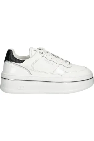 Twin-Set Sko, Dame, Hvid, 36 EU, Læder, Lamineret læder platform sneakers