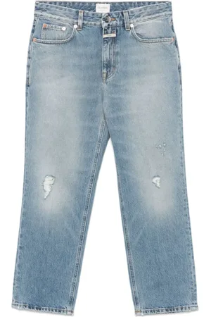Closed Jeans, Dame, Blå, W25, Bomuld, Milo Distressed Straight Leg Jeans
