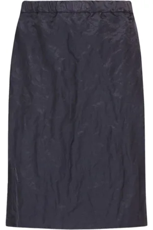 Max Mara Nederdel, Dame, Blå, S, Satin, Satin Pencil Skirt med Krøllet Effekt