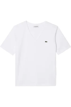 Lacoste Top, Dame, Hvid, M, Bomuld, Sofistikeret V-hals T-shirt