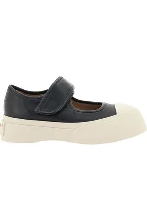 Marni Sko, Dame, Sort, 37 EU, Læder, Teksturerede Læder Mary Jane Sneakers