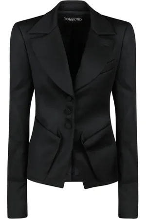 Tom Ford Jakke, Dame, Sort, S, Uld, Sort Uld Skræddersyet Blazer