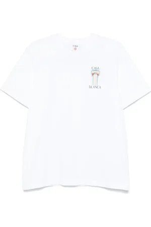 Casablanca Top, Herre, Hvid, S, Bomuld, Logo Print Crew Neck T-shirt