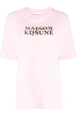 Maison Kitsuné Top, Dame, Lyserød, M, Bomuld, Flowers Print Classic Logo T-Shirt