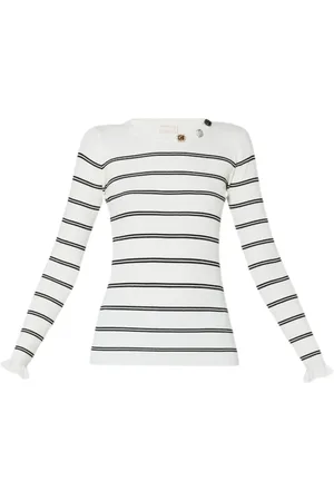 Liu Jo Strik, Dame, Hvid, L, Polyester, Stribet sweater med vandrette striber