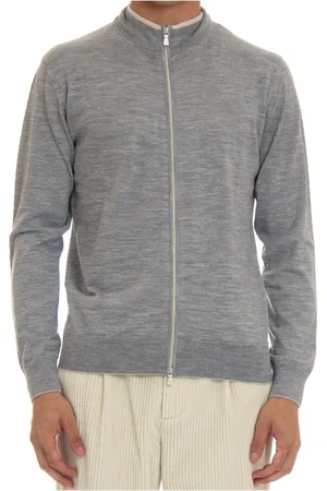 ELEVENTY Sweathshirts & Hoodies, Herre, Grå, L, Uld, Contrast Trim Sweater