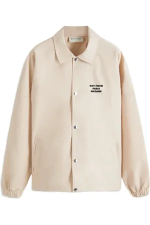 Drôle de Monsieur Jakke, Herre, , XS, Uld, Slogan-trykt Button-Up Windbreaker