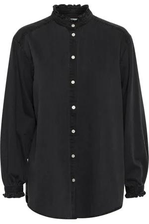 Part Two Bluser & Skjorter, Dame, Blå, S, Denim, Oversize Denim Skjorte Vasket Sort