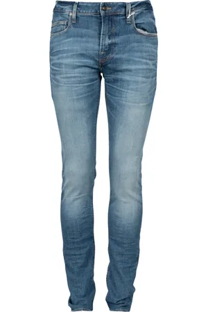 Guess Jeans, Herre, Blå, W29 L34, Bomuld, Faded Skinny Jeans med gyldne syninger