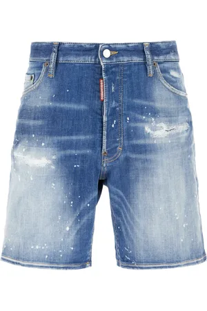 Dsquared2 Shorts, Herre, Blå, L, Denim, Vaskede Denim Bermuda Shorts Med Slid