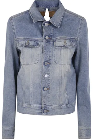 Maison Margiela Jakke, Dame, Blå, 2XS, Bomuld, Sporty Zip-Up Jakke til en Aktiv Livsstil