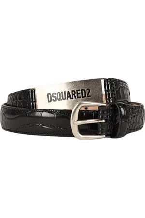 Dsquared2 Tilbehør, Herre, Sort, 100 CM, Læder, Bælte i læder med krokodilleeffekt