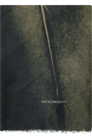 Emporio Armani Tilbehør, Herre, Flerfarvet, ONE SIZE, Modal Frayed Edge Printed Scarf