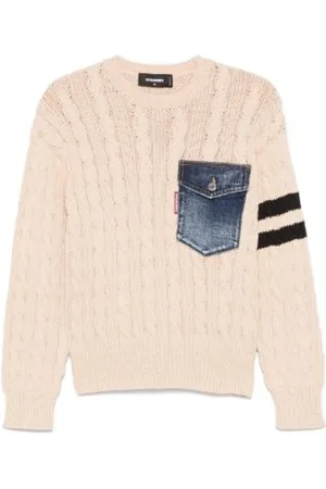 Dsquared2 Strik, Herre, , L, Bomuld, Cable Knit Crewneck Jumper