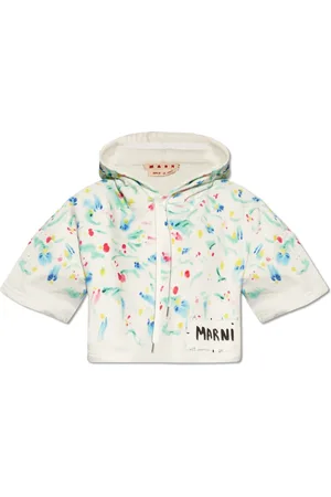 Marni Sweathshirts & Hoodies, Dame, Hvid, S, Bomuld, Blomstret bomuldshættetrøje