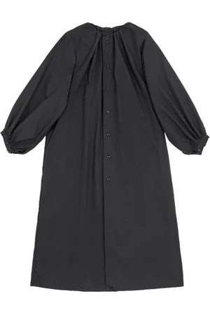 Maison Margiela Kjole, Dame, Sort, S, Bomuld, Puff-ærmet A-Line Midi Kjole