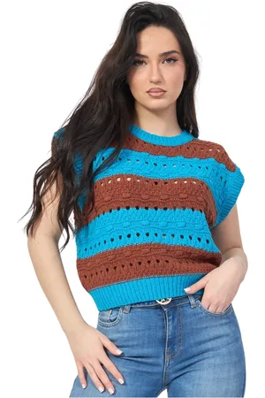 Silvian Heach Strik, Dame, Flerfarvet, M, Bomuld, Kort Bicolor Stribet Sweater