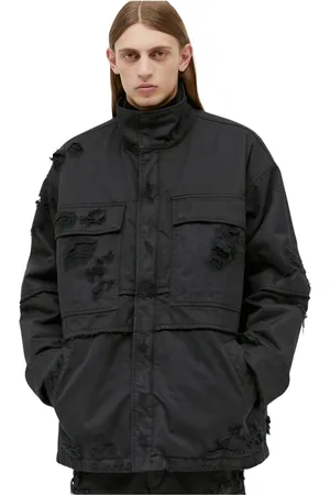 Diesel Jakke, Herre, Sort, XS, Bomuld, Distressed Cotton Twill Jakke