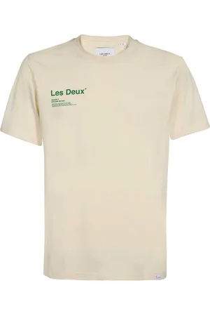 Les Deux Top, Herre, Hvid, S, Bomuld, Brody Crew-Neck T-shirt med rygprint