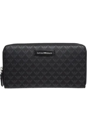 Emporio Armani Tilbehør, Dame, Sort, ONE SIZE, Uld, Logo Zip Wallet med kortholdere