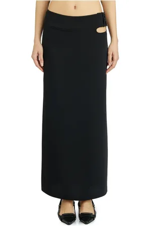 Courrèges Nederdel, Dame, Sort, S, Polyester, Long Loop Tech Nederdel