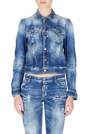 Dsquared2 Jakke, Dame, Blå, S, Denim, Vintage Denimjakke med italiensk krave