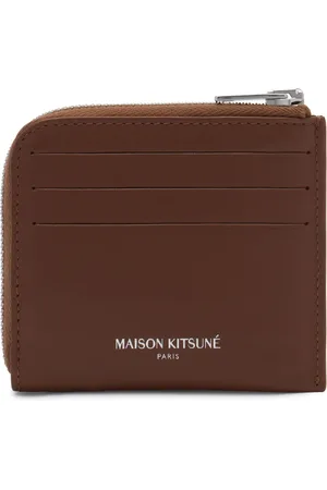 Maison Kitsuné Tilbehør, Herre, Brun, ONE SIZE, Bomuld, Fox Head Cardholder med Lynlås