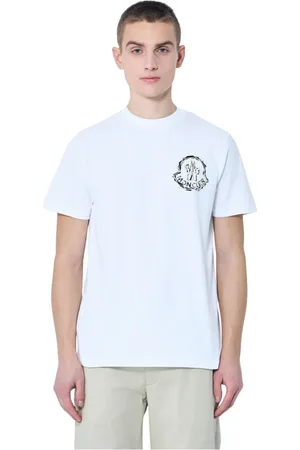 Moncler Top, Herre, Hvid, 2XL, Bomuld, Logo Motif T-Shirt