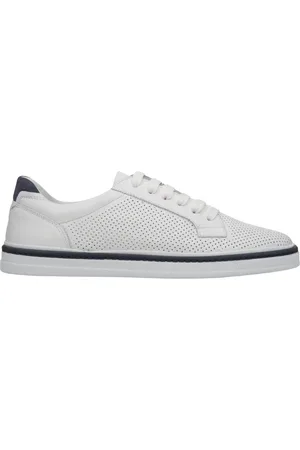 Estro Sko, Herre, Hvid, 45 EU, Læder, Hvide perforerede lædersneakers