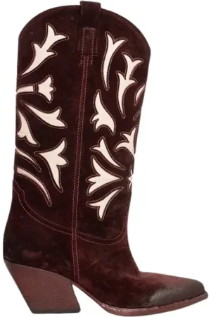 Elena Iachi Sko, Dame, Rød, 40 EU, Suede, Bordeaux Suede Texano Høje Hæle