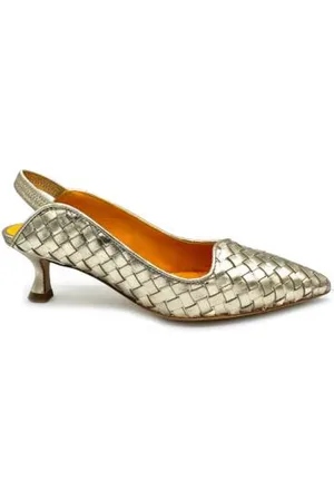 MARA BINI Sko, Dame, Grå, 40 EU, Læder, Vævet læder slingback sandaler