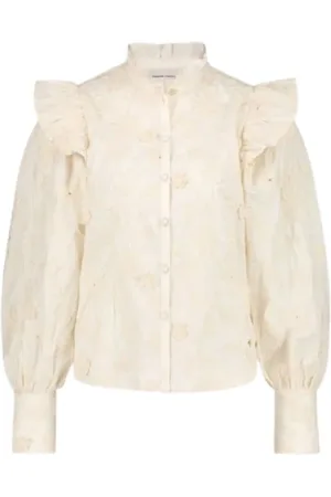 Fabienne Chapot Bluser & Skjorter, Dame, Hvid, XS, Bomuld, Broderet Bomuldspoplin Bluse