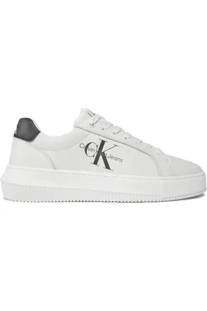Calvin Klein Sko, Dame, Hvid, 39 EU, Læder, Monochrome Læder Sneakers