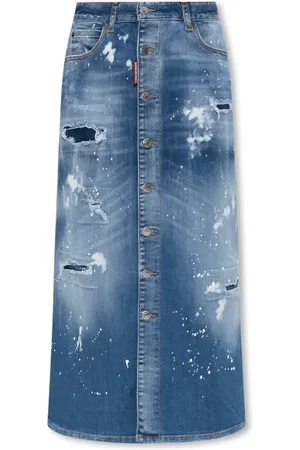 Dsquared2 Nederdel, Dame, Blå, XS, Bomuld, Blå Bomuldsblandingsnederdel