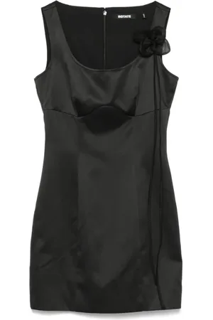 ROTATE Kjole, Dame, Sort, M, Satin, Blomstret Satinkjole