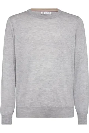 Brunello Cucinelli Sweathshirts & Hoodies, Herre, Grå, 3XL, Cashmere, Cashmere Silk Lysegrå Sweater