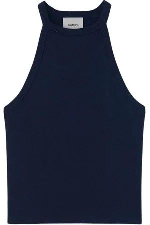 Halfboy Top, Dame, Blå, M, Bomuld, Navy Strik Top Elegance Allsidighed